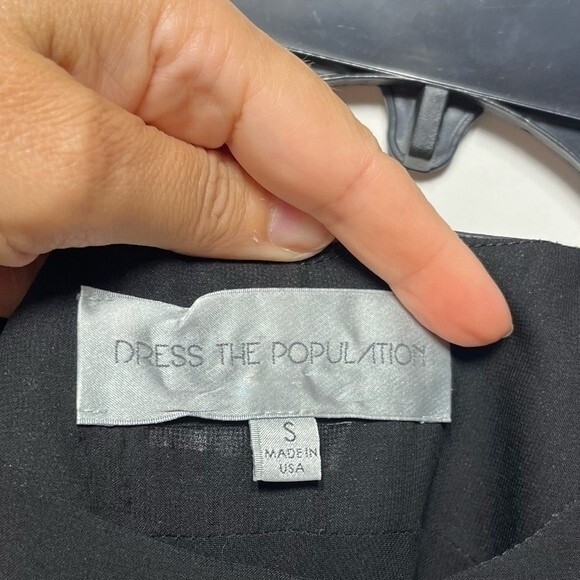 Dress the Population Leather and Chiffon High Low Alondra in Black S - Picture 16 of 16